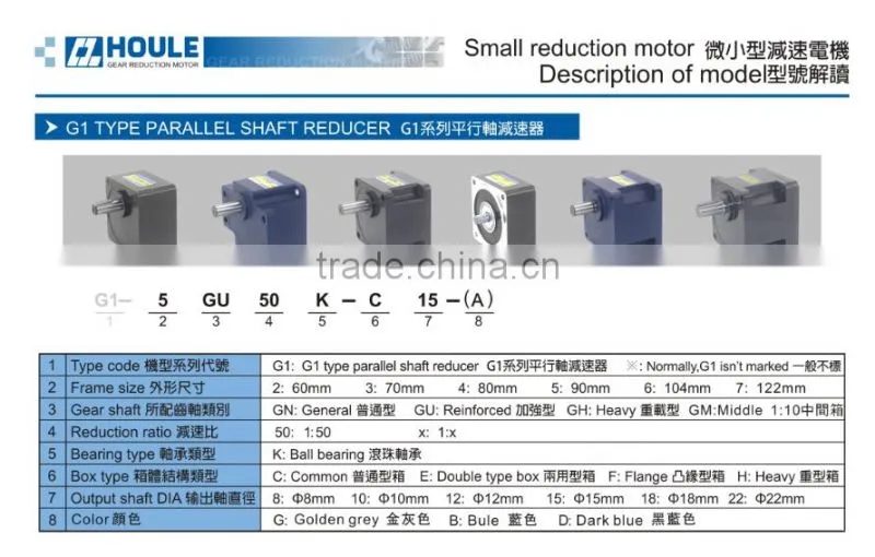 7GH 200W single phase 220V reduction gear motor