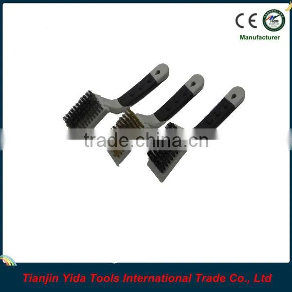 3PCS Two-color Rubbery Handle Mini Wire Brush