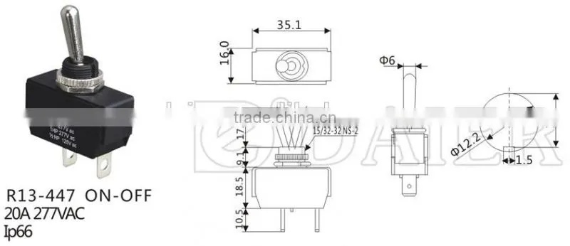 R13-447 ON-OFF IP54 waterproof toggle switch
