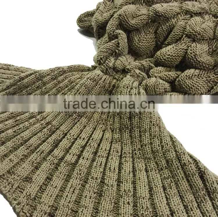 Wholesale custom various colors knitted mermaid tail blanket for children