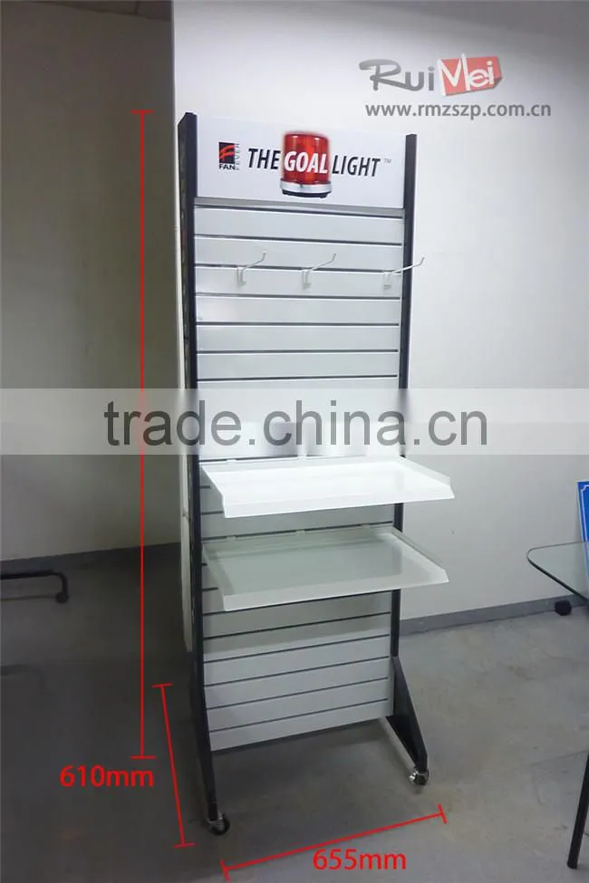 Flooring Portable Metal Supermarket Display Stand Slatwall Display
