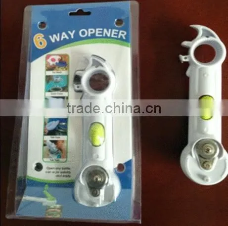 Kitchen bottle opener , 6 way can opener