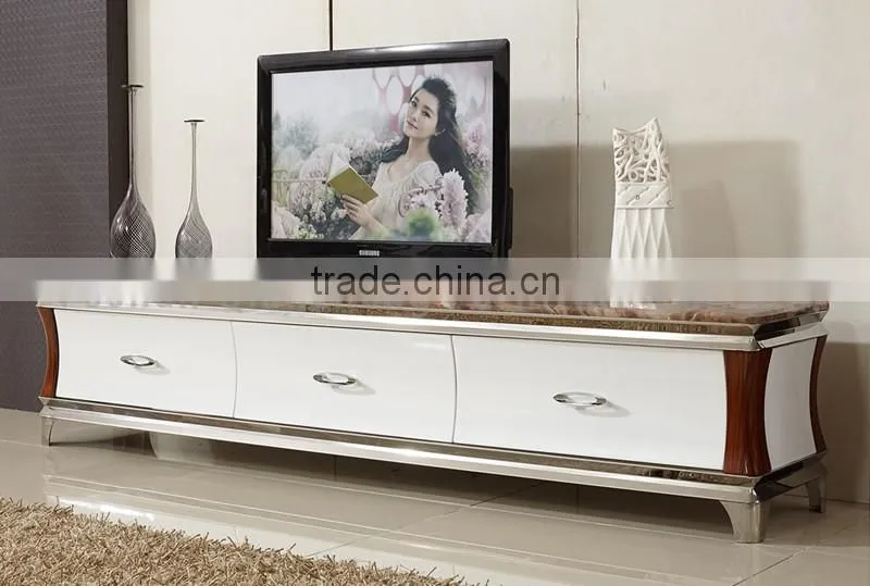 New model tv stand wooden furniture tv stainless steel table for home
