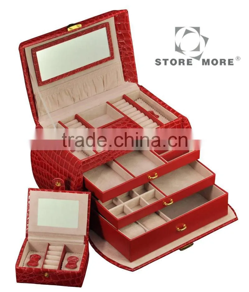 Colorful Crocodile Leather Jewel Box
