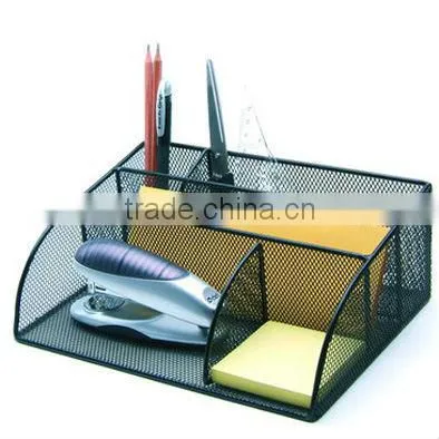 4 parts silver metal mesh desk organizer pen holder