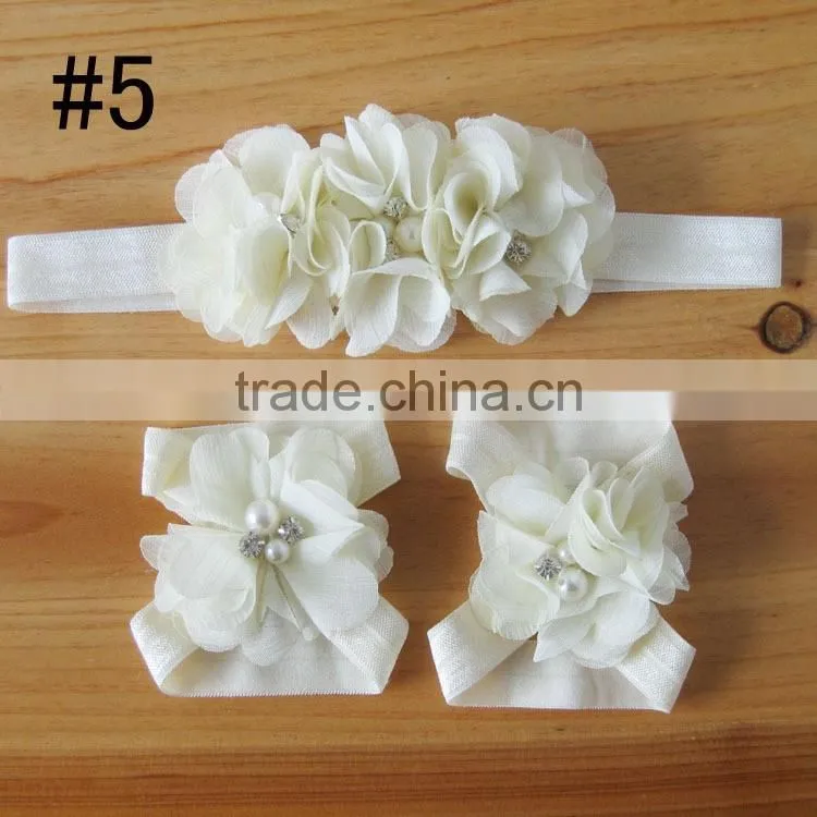 fabric flower headband for kids hair accessories, foot flower band for baby girl