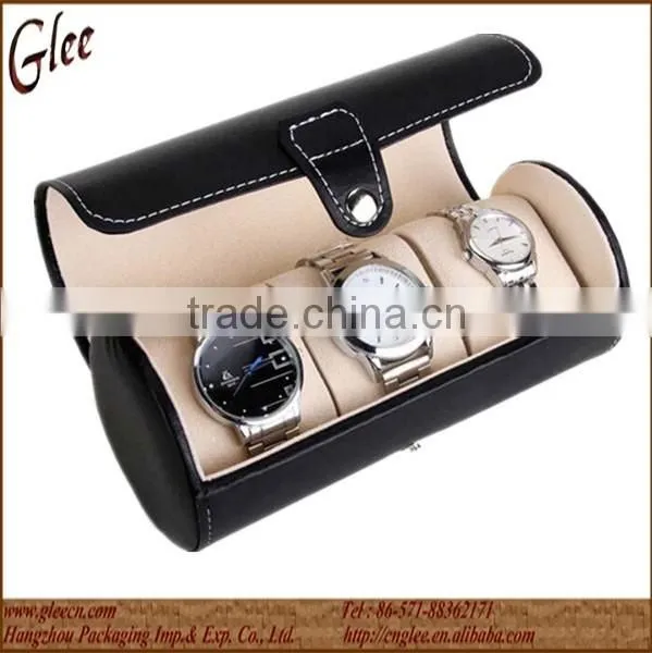 Top grade women cylinder watch box for 3 slots