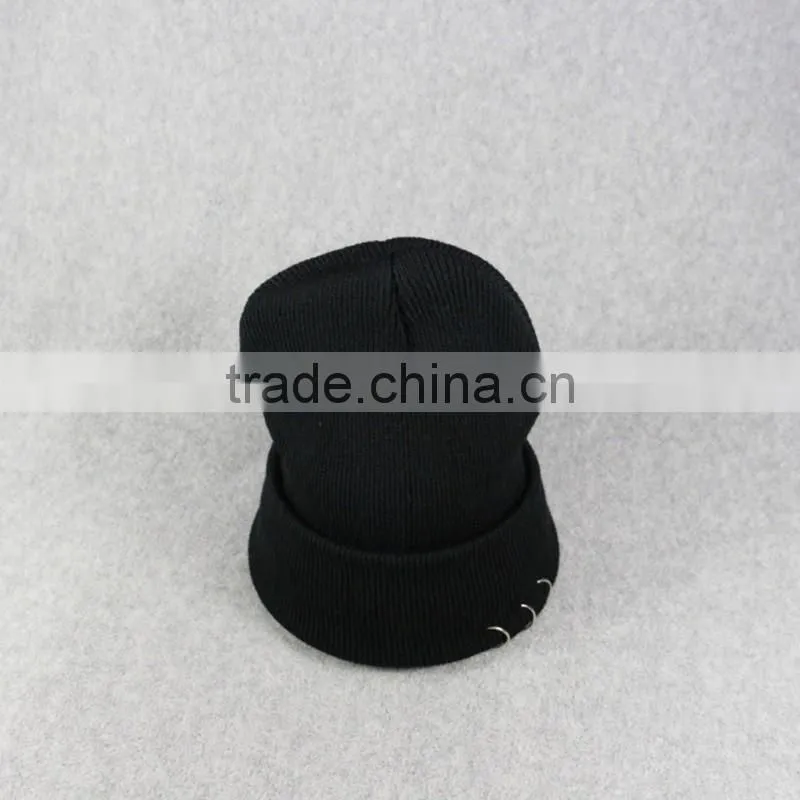 Hoop Ring 100% Acrylic Winter Hats And Blank CC Beanies