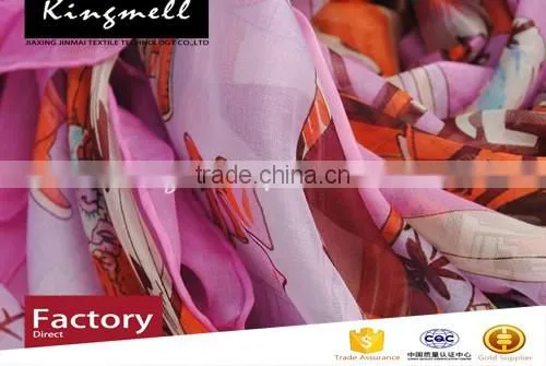 Custom amazing bright colors pink digital printing silk scarf