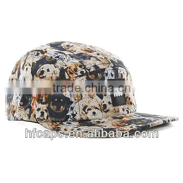 floral fabric with doggie custom adjustable blank 5 panel cap