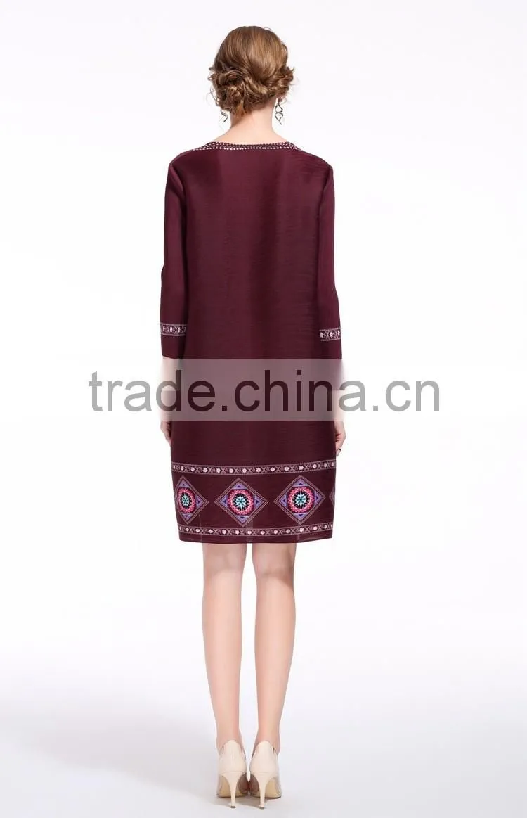 Half sleeve women faddish loose printed crumple dress