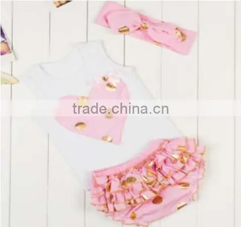 2016Gold polka dot baby outfits top quality baby clothes baby dresses