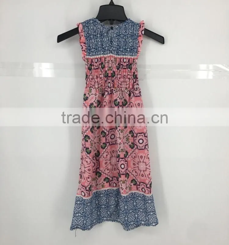 Girl stock floral sleeveless print long casual dress