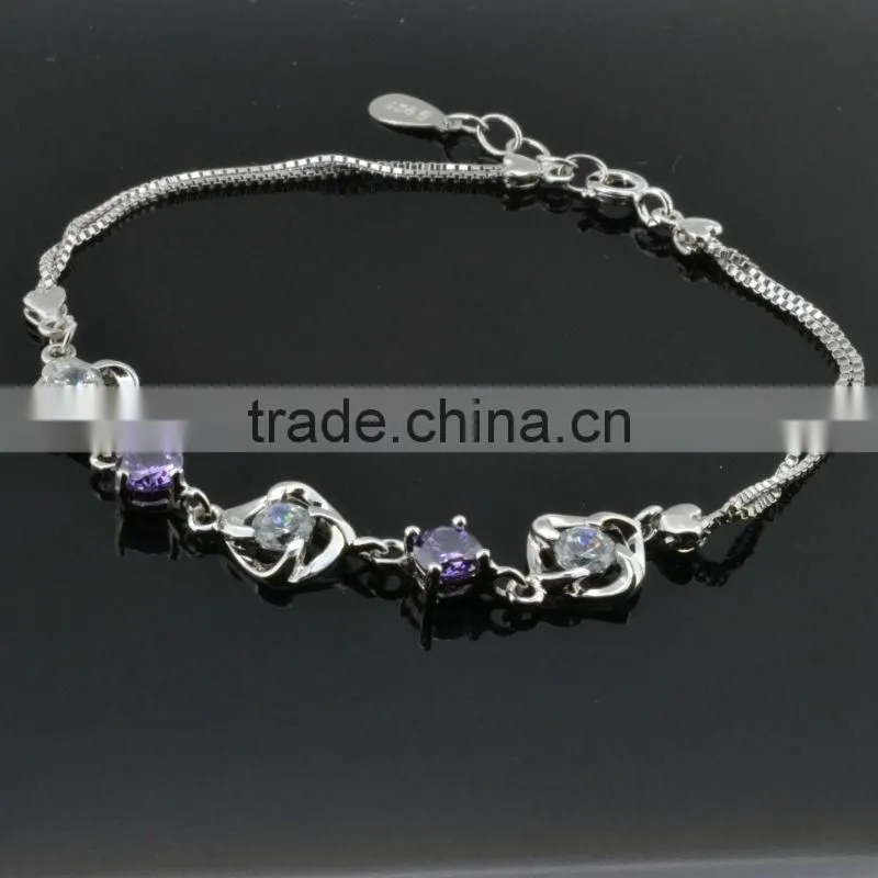 2014 rhodium plated 925 silver bracelets jewelry