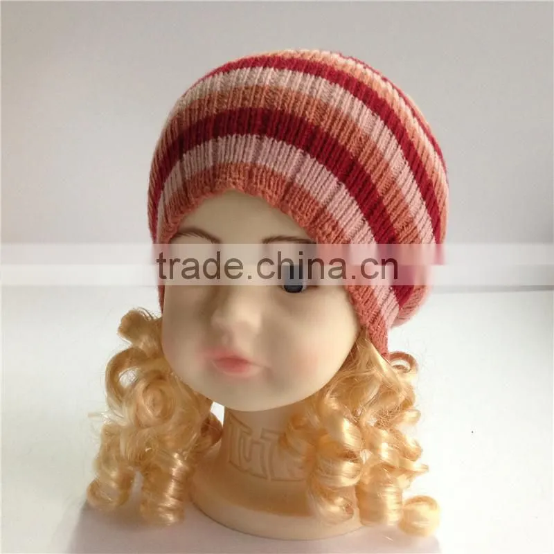 new acrylic lovely girl's knitted kids baby hats factory