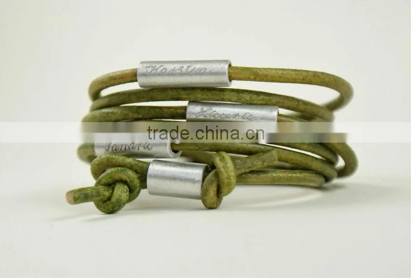 Personalized engraved multi strand leather bracelet, wrapped leather bracelet, name/logo stamped bracelet, crystal bead bracelet