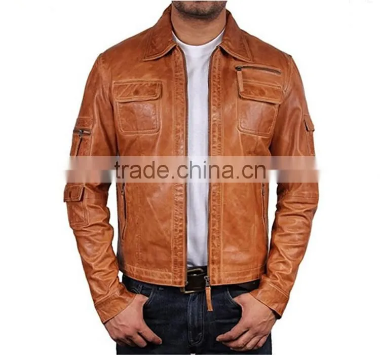 2017 wholesale fashional man genuine leather jacket