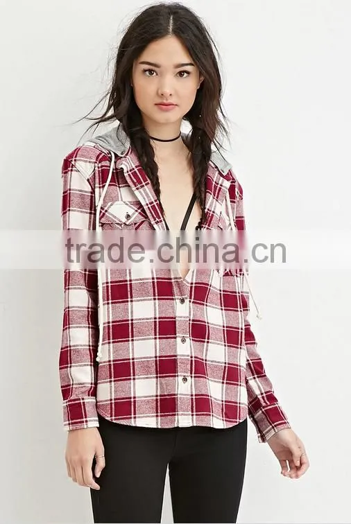 Wholesale Plaid Flannel Shirt ladies Shirt with hat Custom scotland Flannel Shirt