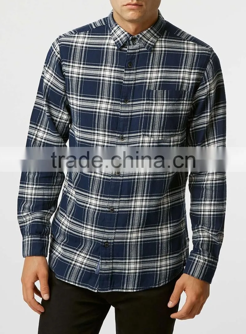 2016 oxford check men shirt wholesale in China