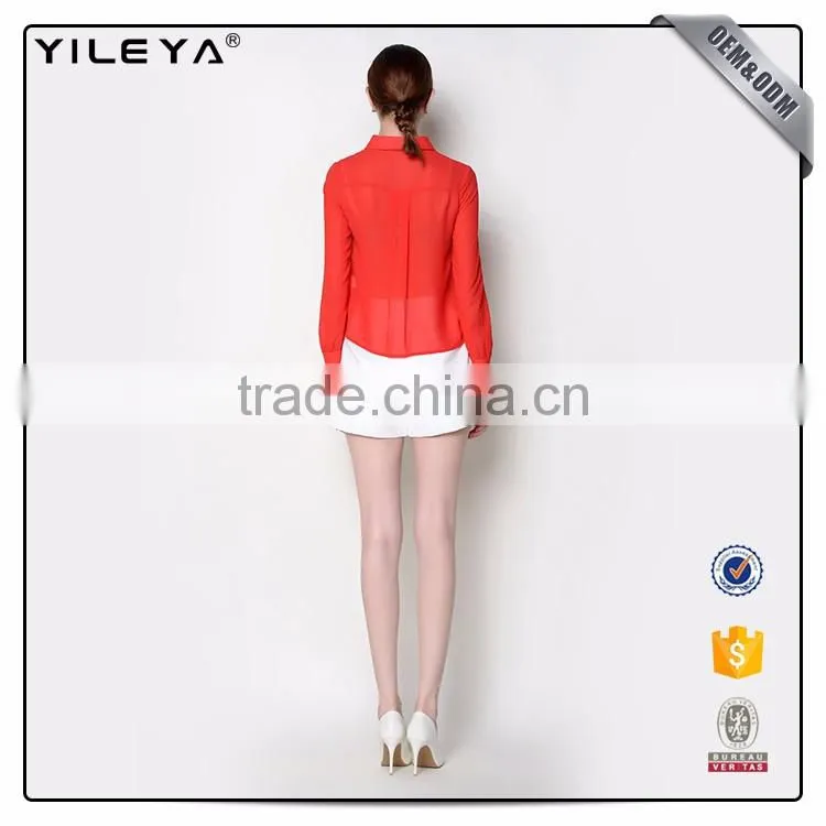 Fashion design lady blouse,korean fashion long sleeves blouse,high neck design of blouse