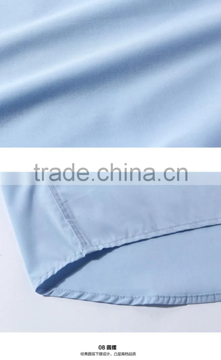 Latest shirt designs for men 2016 alibaba customise solid color men's dress Fashionable long sleeve uniform t shirt