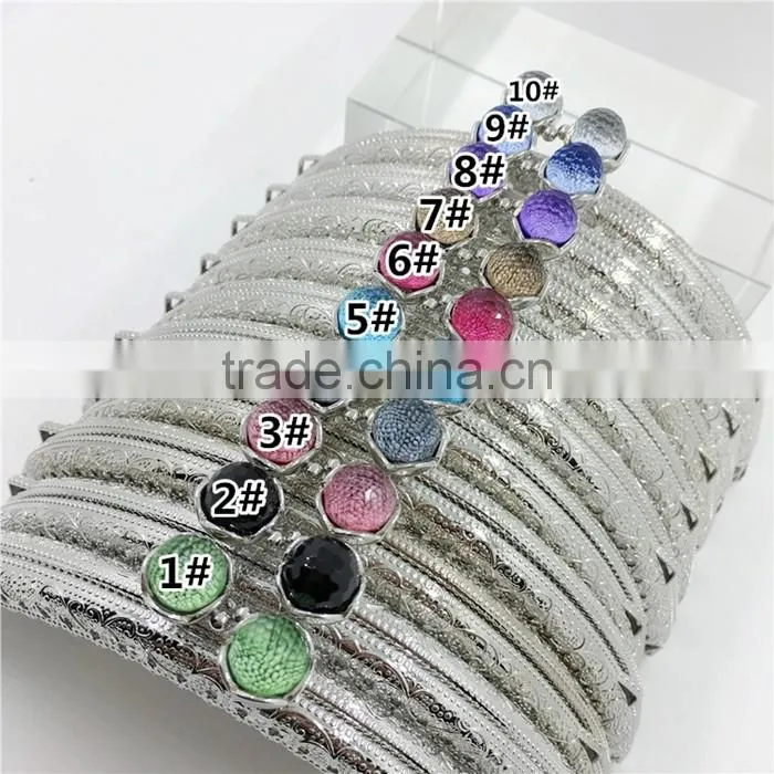 8.5cm Bronze Embossed Pattern Crystal Bead Lotus Metal Purse Clutch Frame