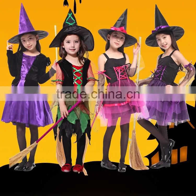 Black color long sleeve halloween witches style kids mexican costumes