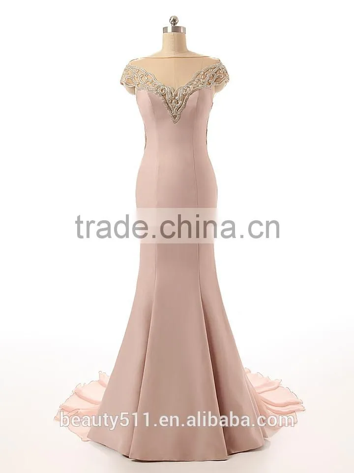 New design high quality crystal beaded tull Neck hanging Medium short Strapless sexy prom gown party dress