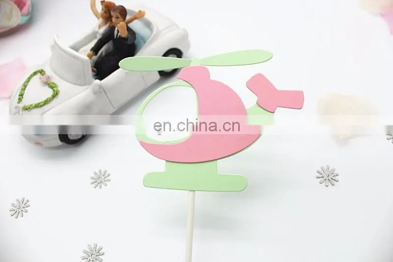 Hot Sale Airplane Cake Topper Helicopter Paper Cake Topper