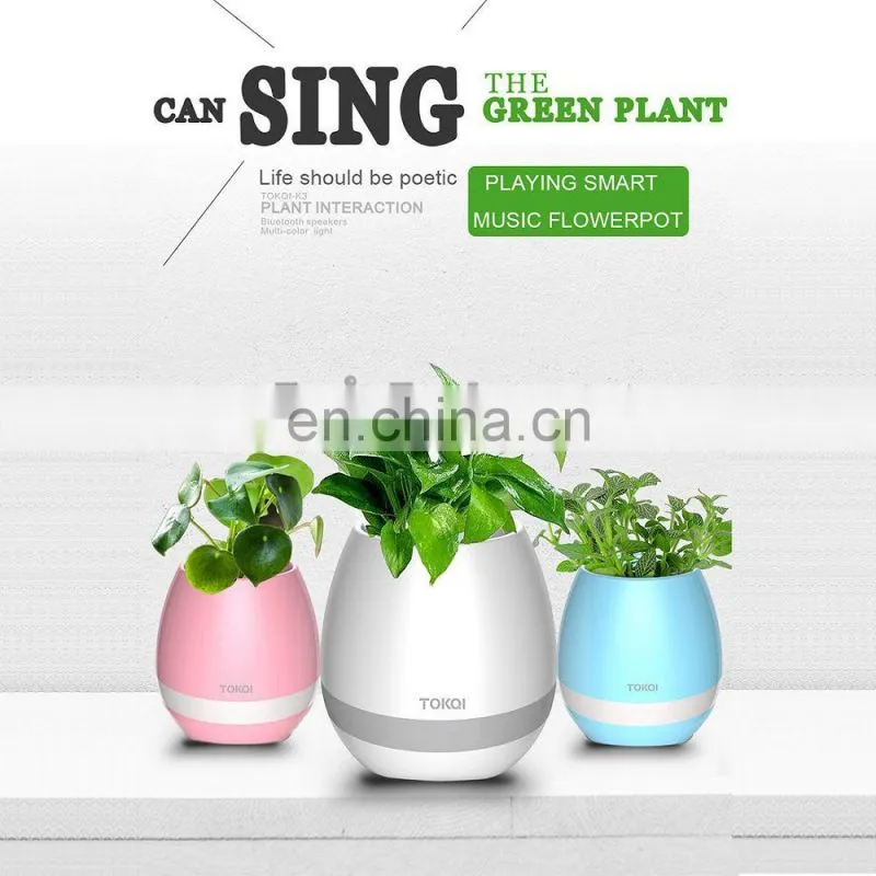 TOKQI K3 Waterproof Egg Intelligent Bluetooth Music Flower Pot Speaker with Touch Sensor Plant for Home Office