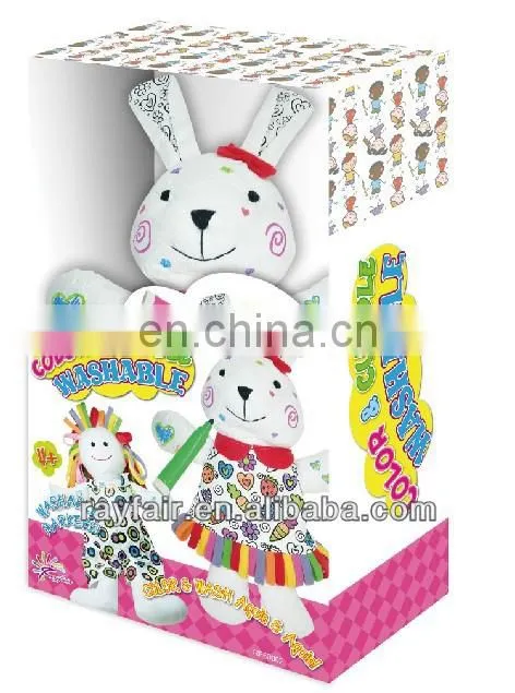 DIY painting your own tyvek washable rabit doll toy for kids with color markers