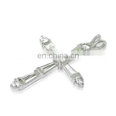 New 92.5 Sterling Silver Christian Cross Necklace Pendant Charm