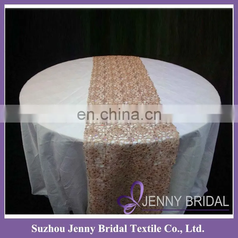 TR012B Sequin Embroidered Organza Wedding Yellow Table Runner