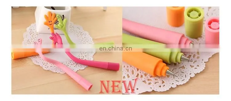 Silicone PP creative stationery ballpoint pen/colorful gestures for children study