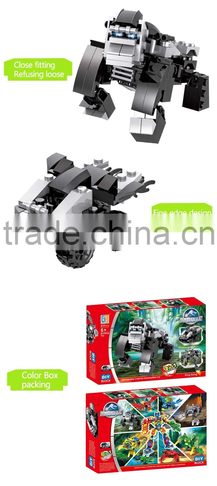 Hot selling deformation warrior chimpanzees building block for kids