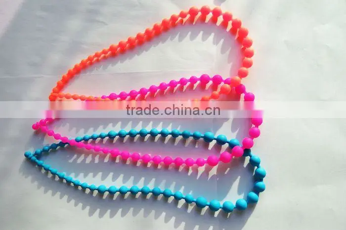2013 latest design beautiful fashionable beads silicone necklaces