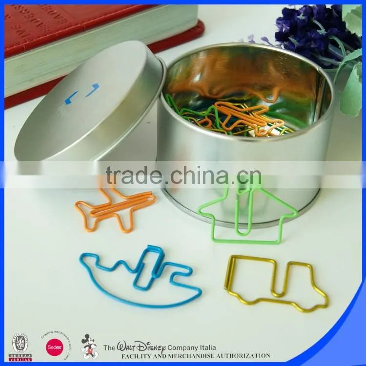 Popular tin box package assorted vehicle plastic paper clip
