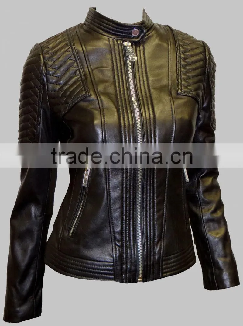 european fashion style leather jacket for women
