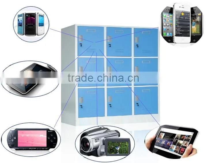 9 Compartment Blue Mobile Phone Charging Station.Cell Phone Charging Station.Locker Cell Phone Charging Staion