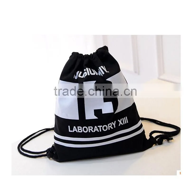 Drawstring cheap draw string canvas backpacks cartoon pattern school backpack