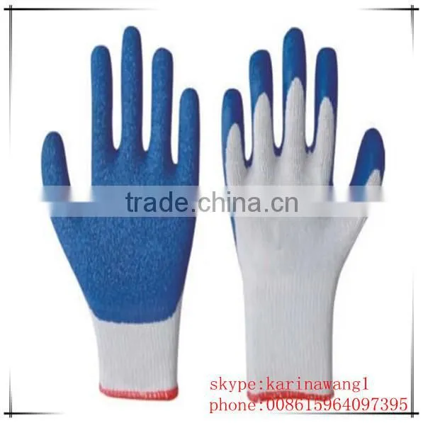 high quality orange latex coated glove working cotton glove rubber safety glove