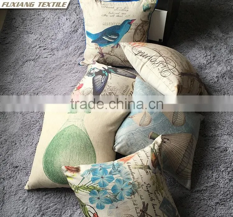 flower and birds Pillow with digital print