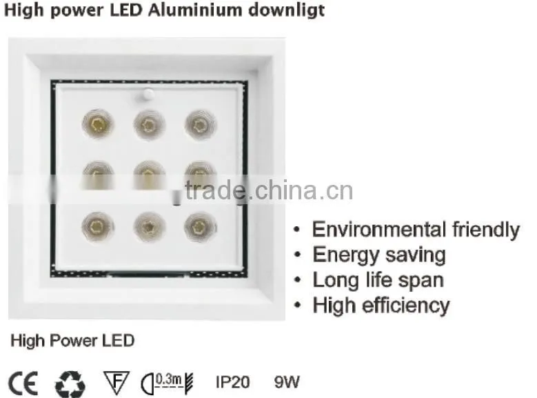 square tiltable 90 degree led downlight