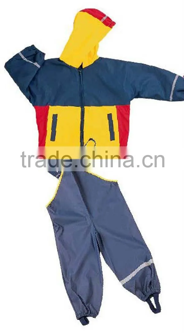 Fashion Waterproof Cute Hooded Kid PU Rain Poncho