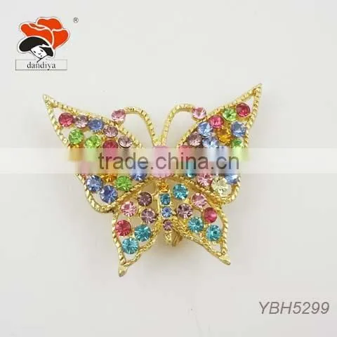 facete rainbow multi-color handmade rhinestone butterfly brooch wholesale
