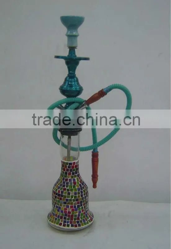 Red Glass & Metal Hukka
