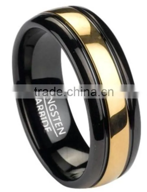 Classic tungsten Finger Ring in black plating and polished