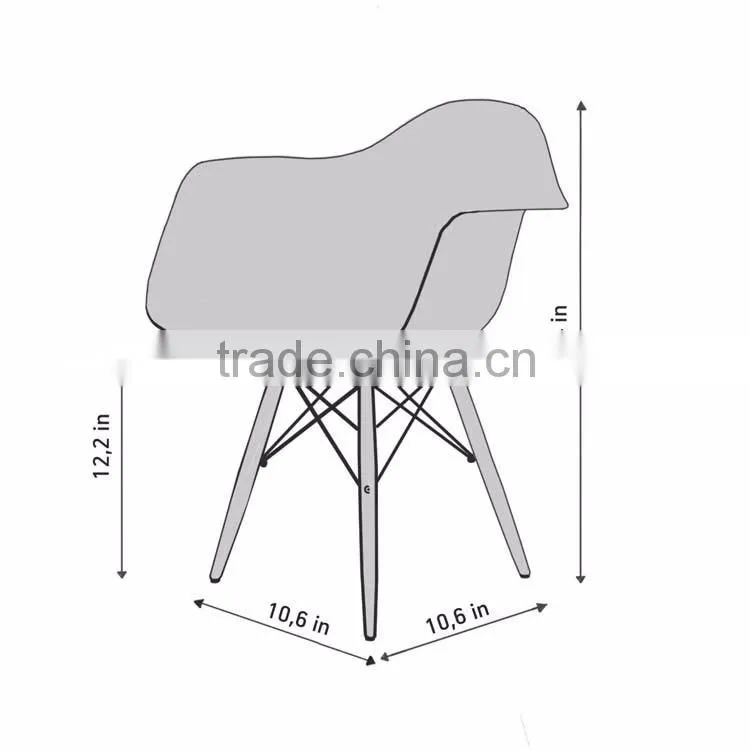 Retro Modern Colorful Metal Natural Wood Dowel Leg Base Plastic Molded Armchair French Kid Dining Chair