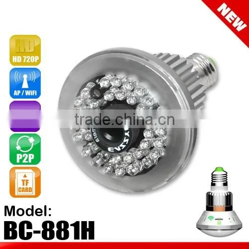 BC-881H Hidden Bulb WiFi/AP IP Network DVR Camera