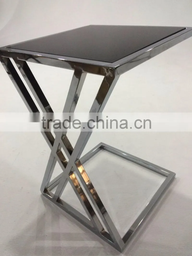 Modern Black Metal Glass Coffee Table